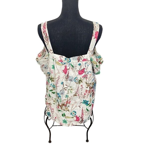 SANCTUARY Cold Shoulder Top Floral Eyelet Spring Summer Multicolor XL 42-11 - Picture 4 of 12